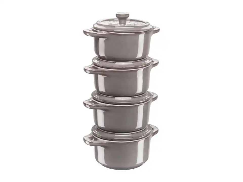 Set 4 mini cocotte, grigio antico