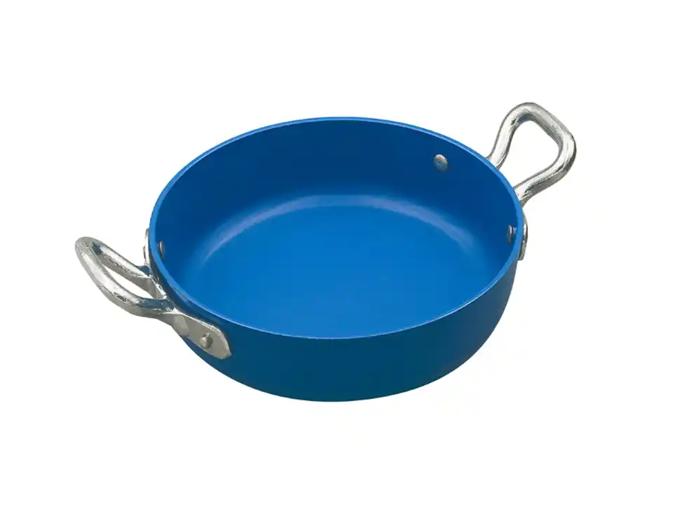 Tegame 2 manici, antiaderente interno/esterno, alluminio 3 mm, ø 14 cm - blu