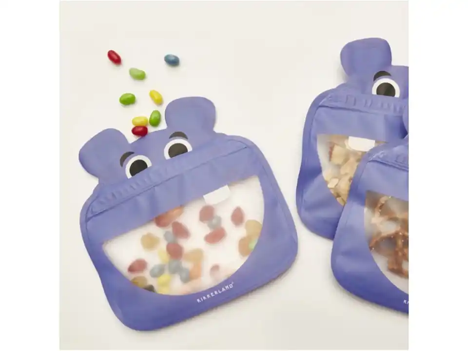 Set 3 sacchetti con cerniera ippopotamo