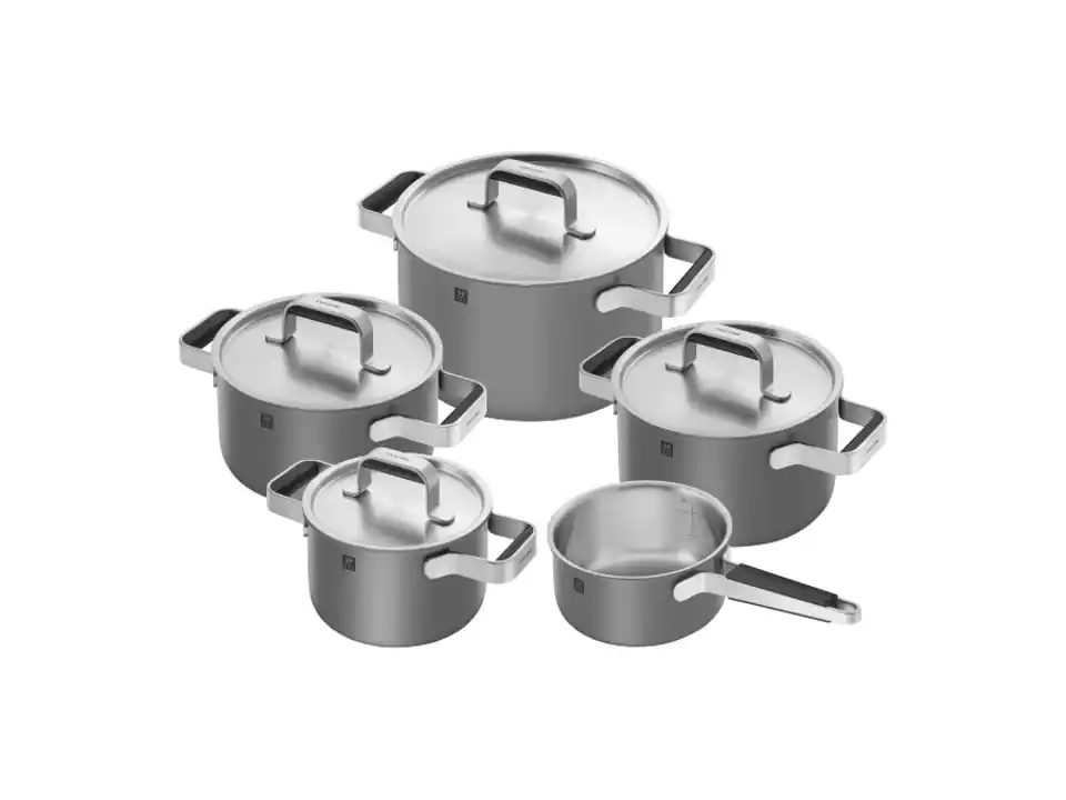 Pure, set di 5 pentole e padelle - grigio