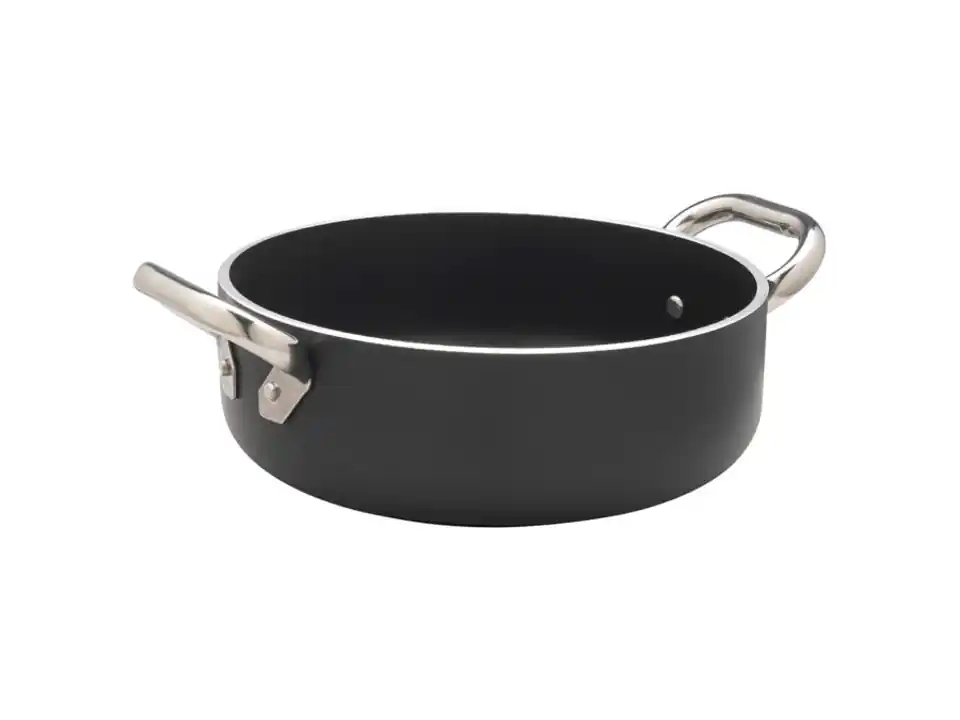Casseruola antiaderente induzione alblack bassa in alluminio 5mm 2 maniglie - 24 cm