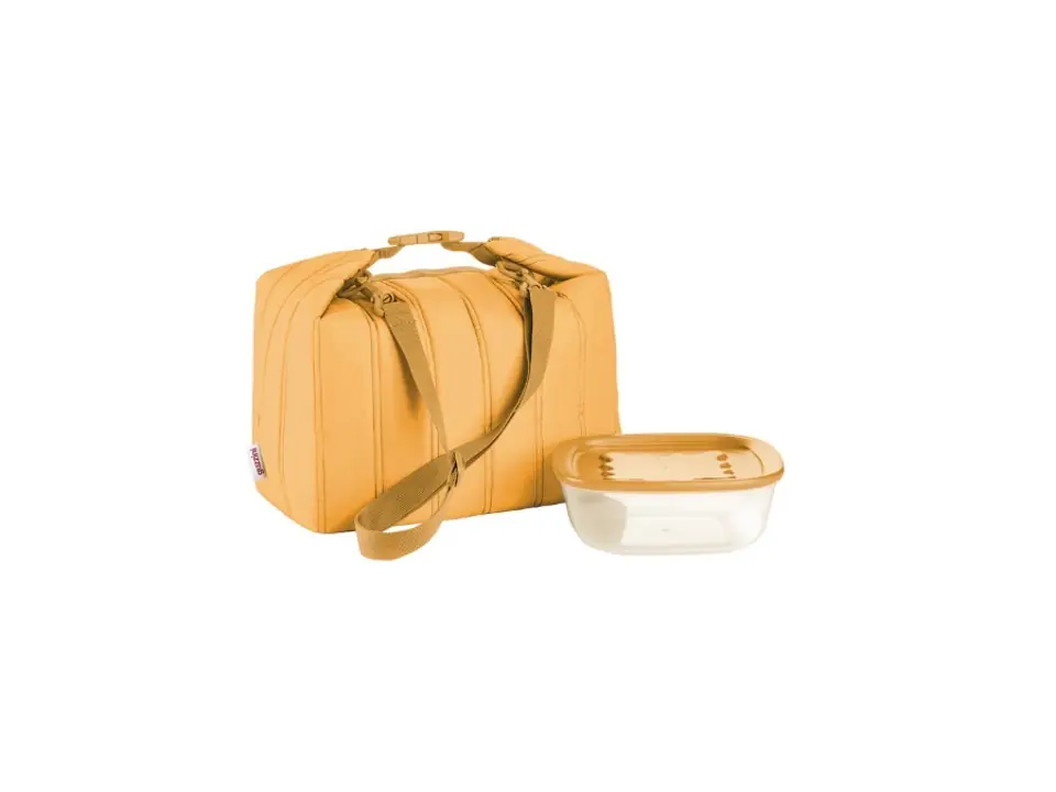 On the go, borsa termica grande con contenitore handy bio - giallo mango