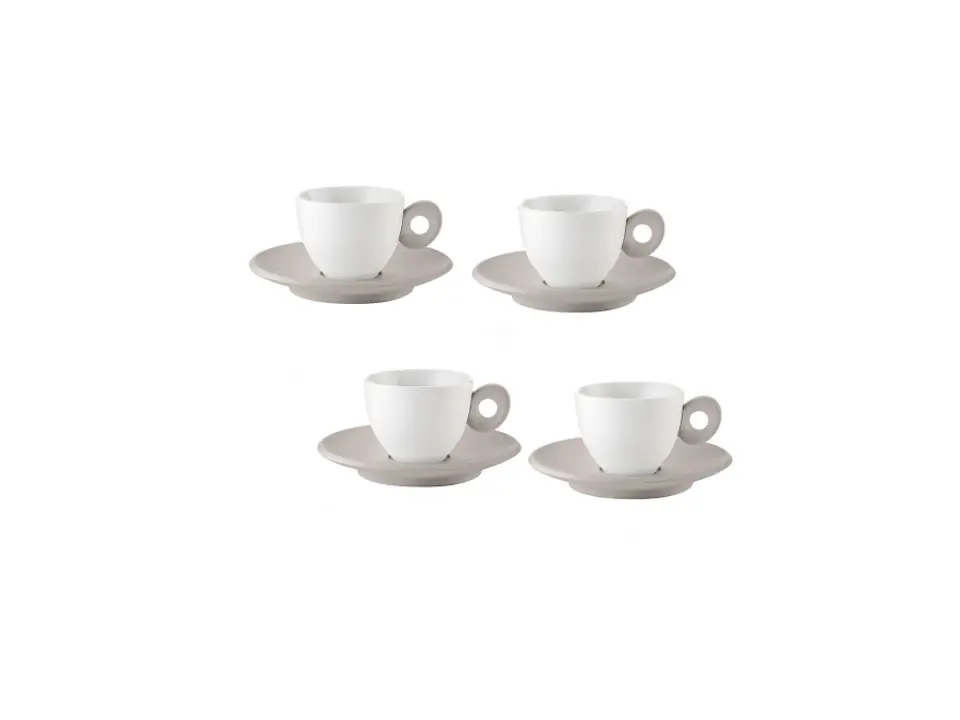 Everyday, set 4 tazzine caffè con piattino - taupe