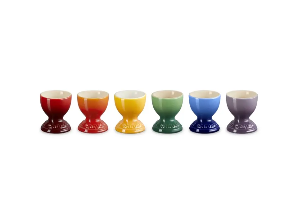 Set 6 portauova arcobaleno in gres vetrificato