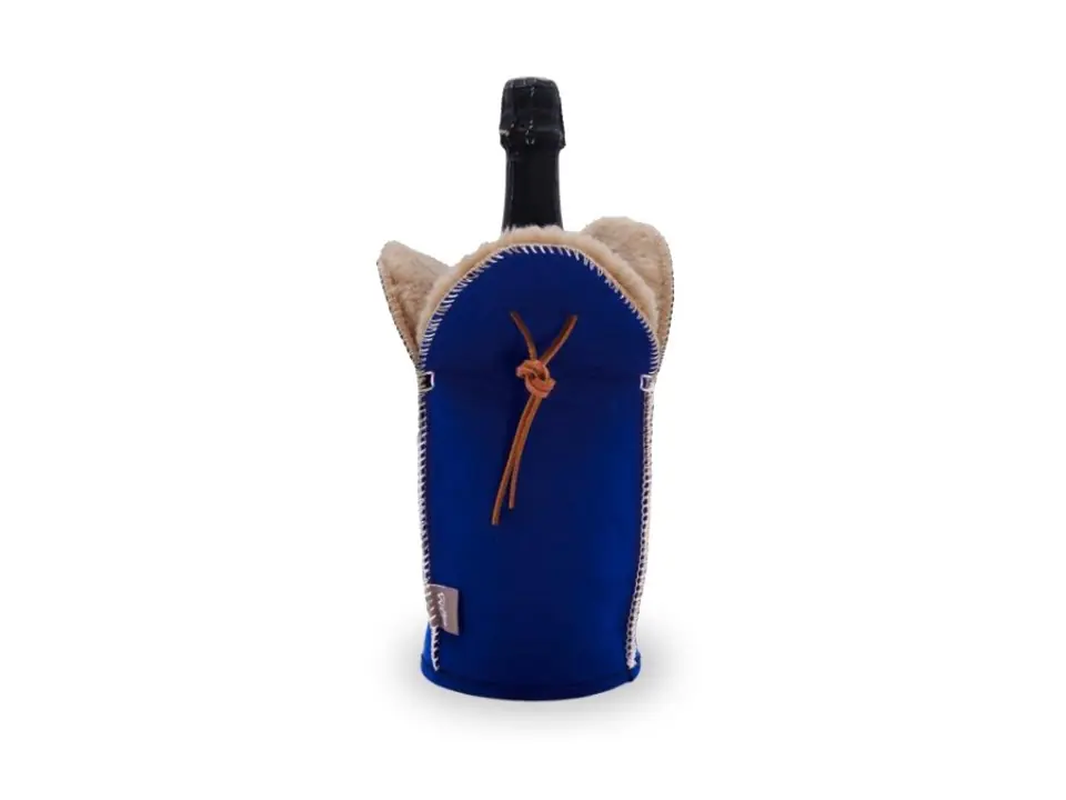 Glacette refrigerante blu con pelliccia in lana