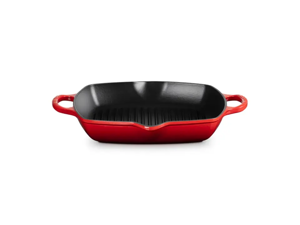 Evolution, grill quadrato in ghisa vetrificata 34,5 cm - ciliegia