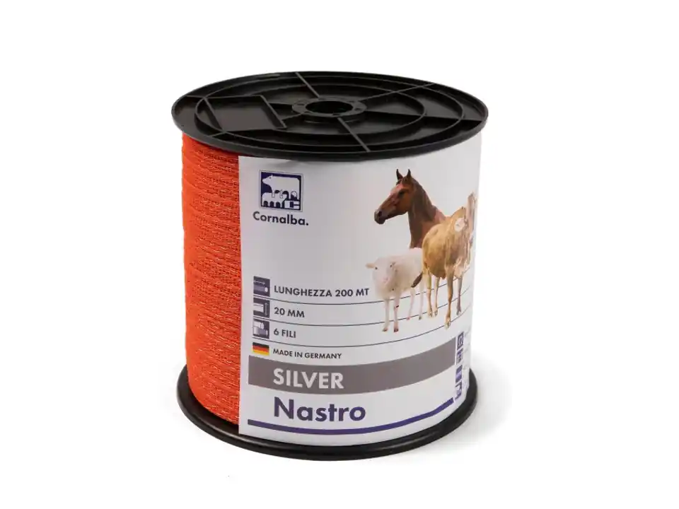Nastro elettrificabile silver arancione, lunghezza 200 mt