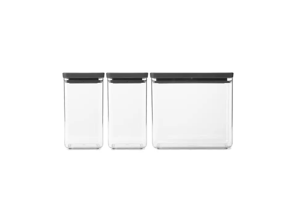 Tasty+, set 3 barattoli impilabili, dark grey