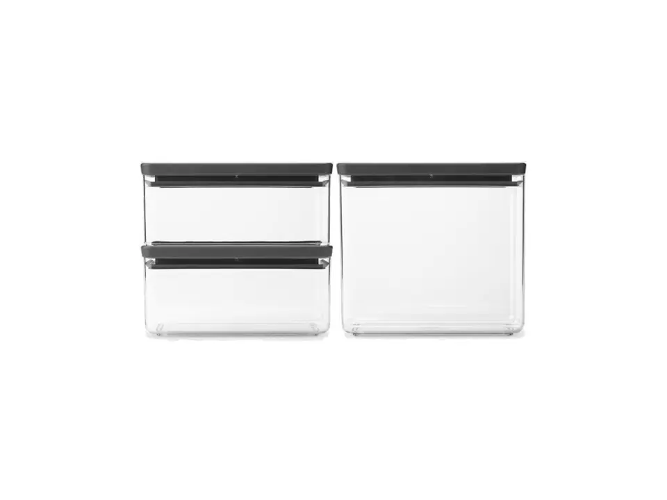 Tasty+, set 3 barattoli impilabili, dark grey