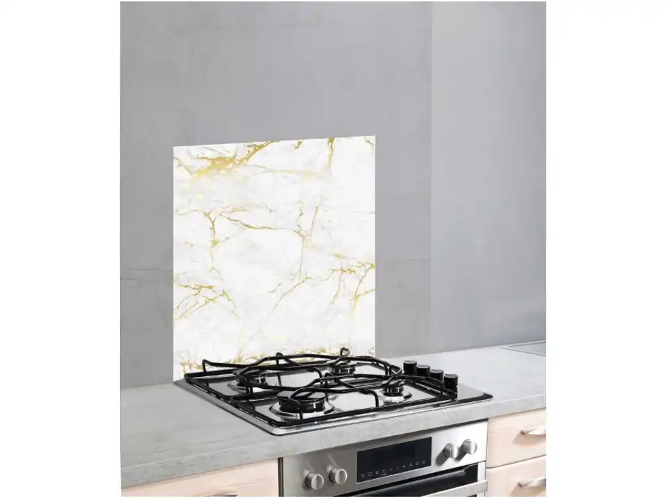 Paraspruzzi in vetro temperato marmo oro, 60x70 cm