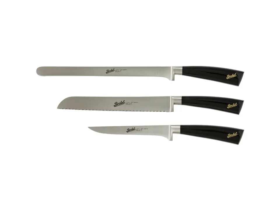 Elegance, set 3 coltelli prosciutto - nero