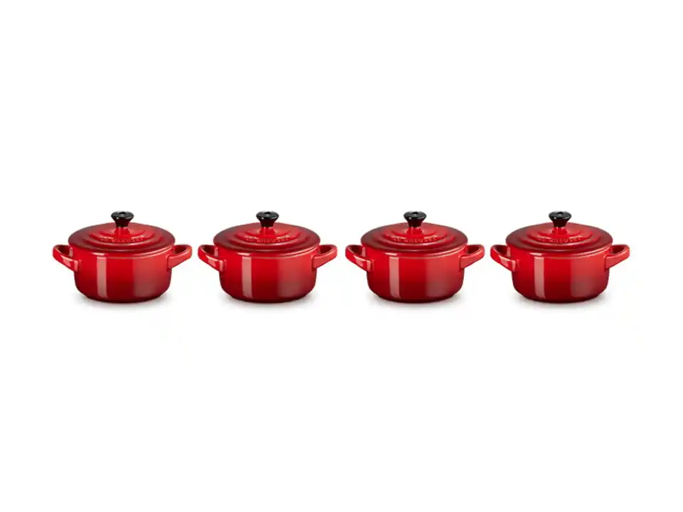 Set 4 mini cocotte in gres vetrificato 10 cm - ciliegia