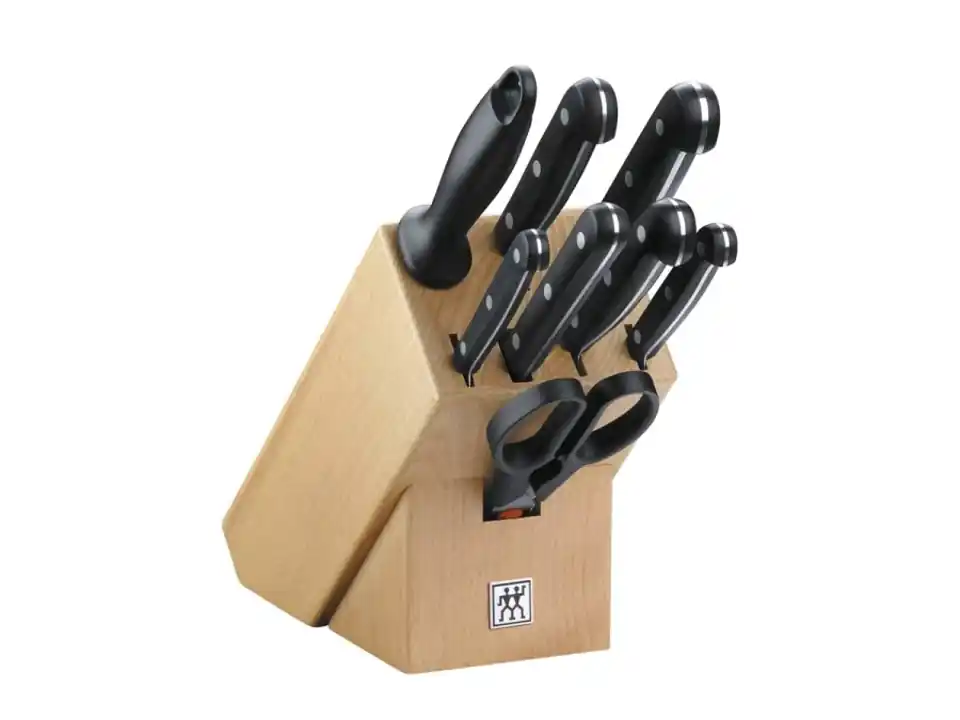 Gourmet, ceppo di coltelli, 9 pezzi, naturale