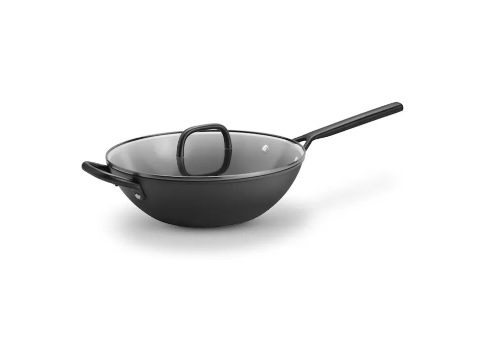Milano, wok nero con coperchio in vetro - 30 cm