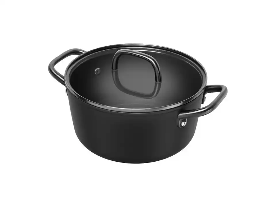Milano, casseruola nero con coperchio in vetro - 24 cm