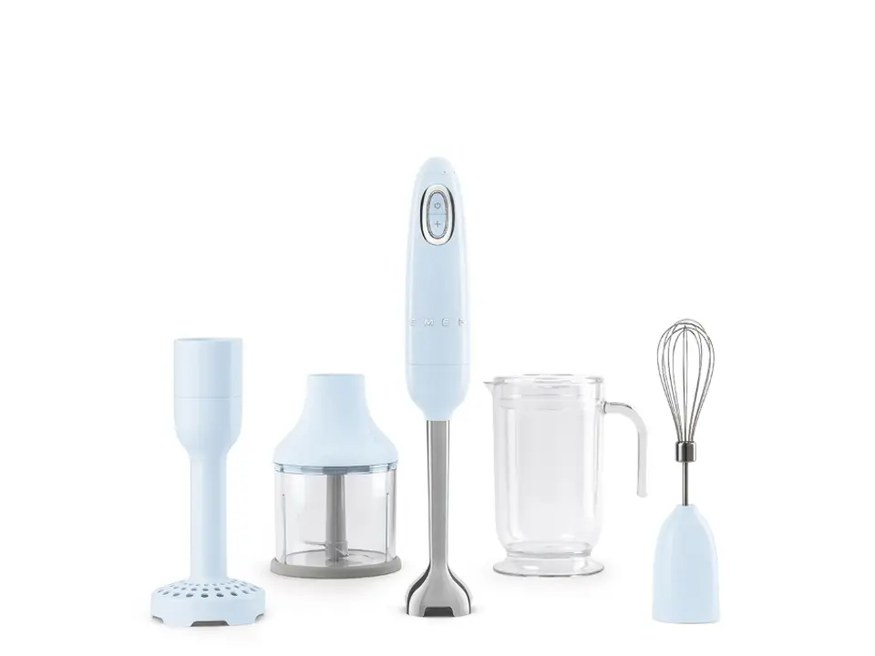 Frullatore a immersione con accessori inclusi, azzurro