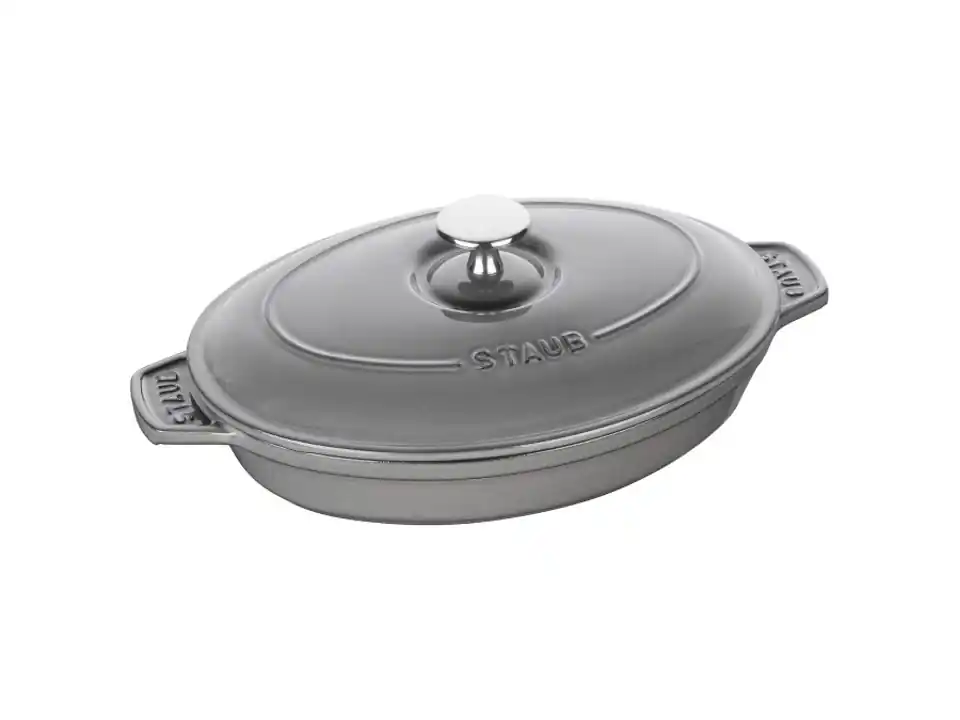 Pirofila con coperchio ovale - 23 cm x 17 cm, grigio grafite