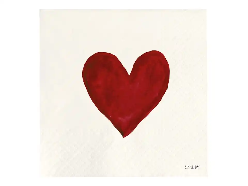 Set 20 tovaglioli in carta cuore rosso