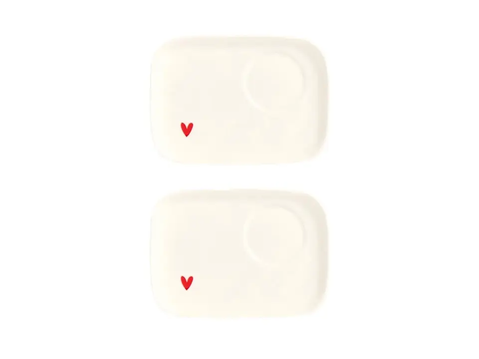 Set 2 piattini per tazze espresso cuore rosso