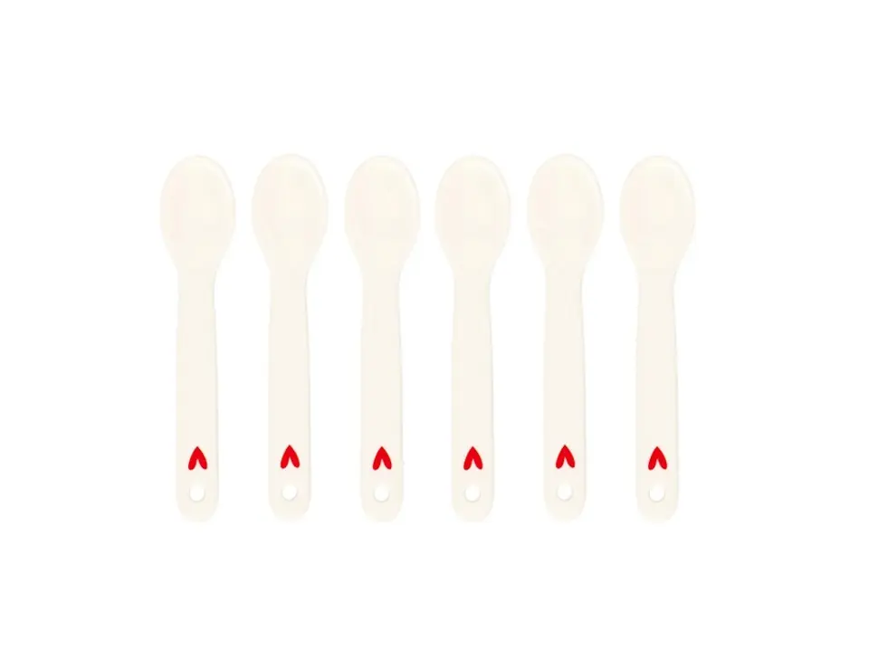 Set 6 cucchiaini in gres cuore rosso