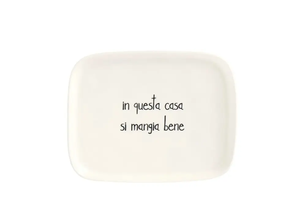 Piatto rettangolare in questa casa si mangia bene 20x15,5 cm