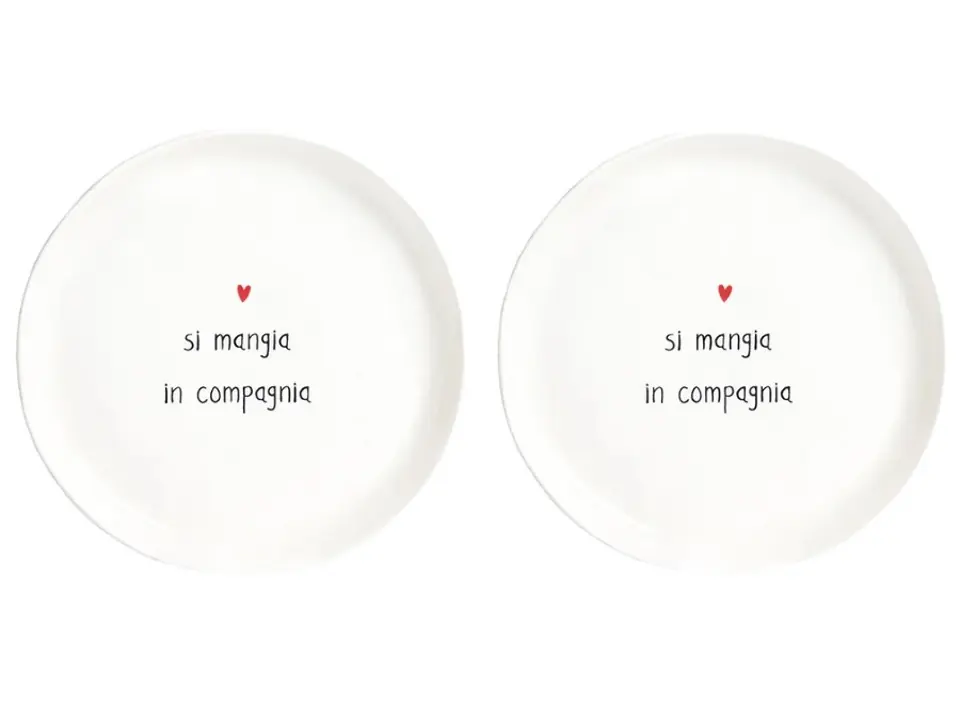 Set 2 piatti dessert si mangia in compagnia, ø 21 cm