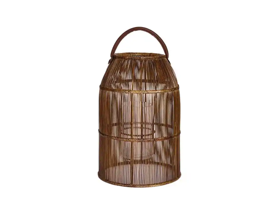 Lanterna rangoon in rattan e bambù naturale, 25x37 cm