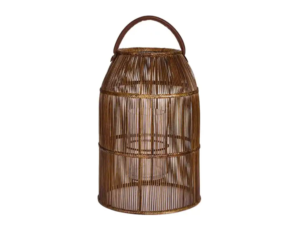 Lanterna rangoon in rattan e bambù naturale, 30x45 cm