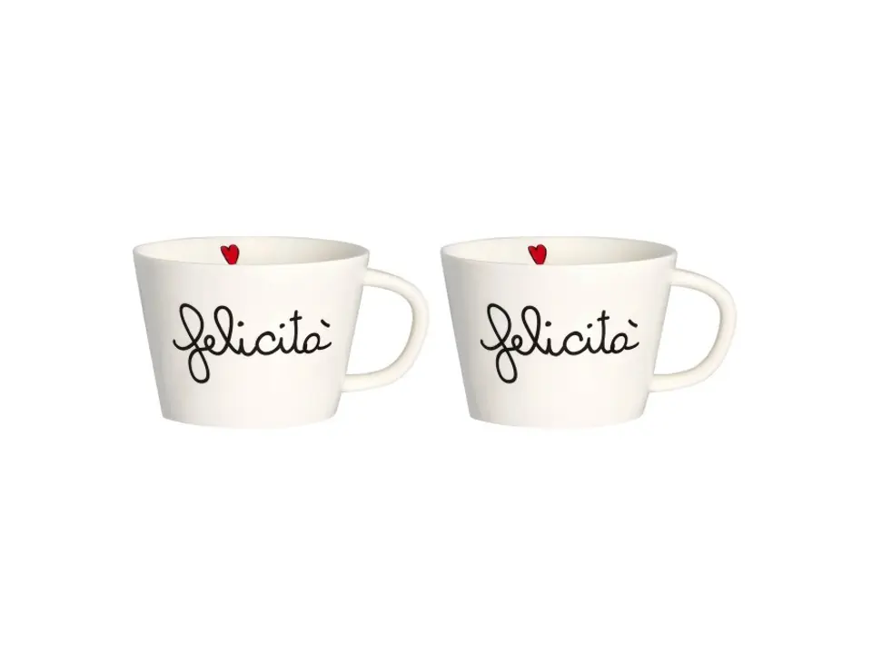 Set 2 tazze colazione felicità, 580 ml