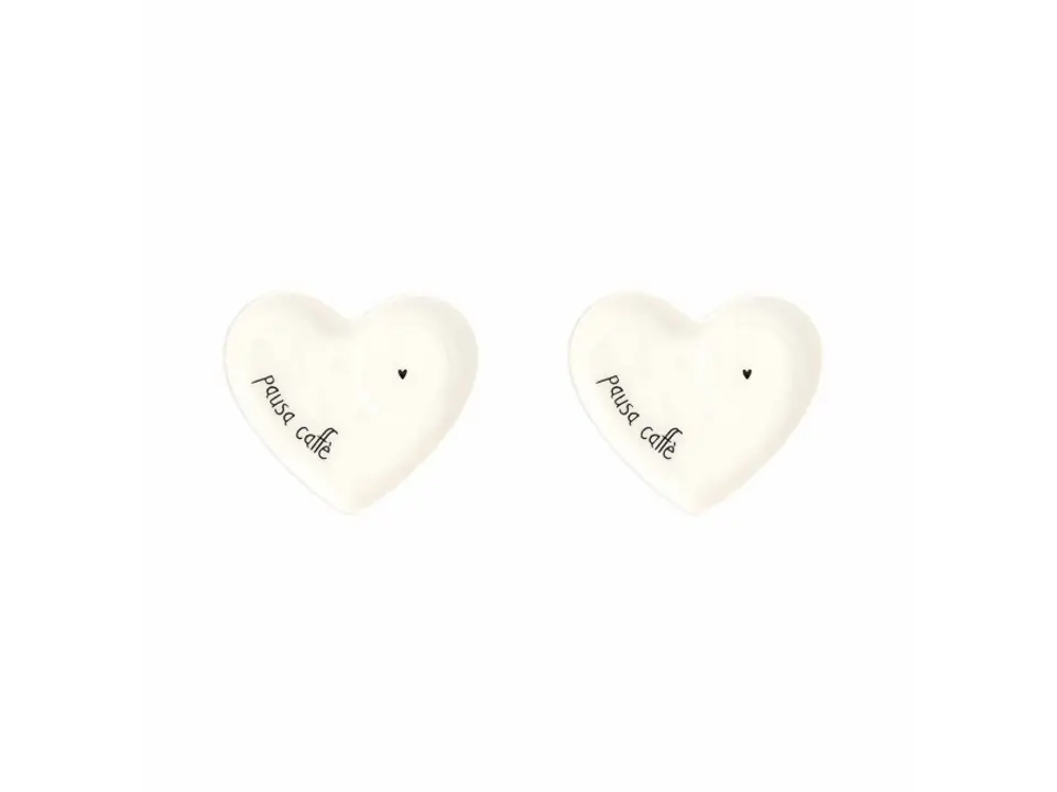 Set 2 piattini per tazze espresso cuore pausa caffè