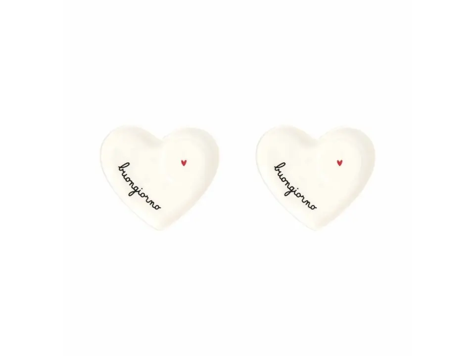 Set 2 piattini per tazze espresso cuore buongiorno