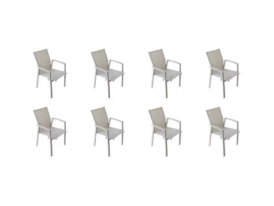 Set 8 poltrone maili impilabili tortora