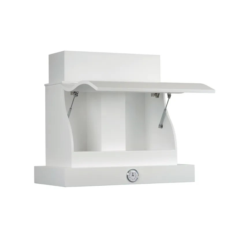 Cappa cucina rustica bianca con cornice in legno e orologio 90 cm