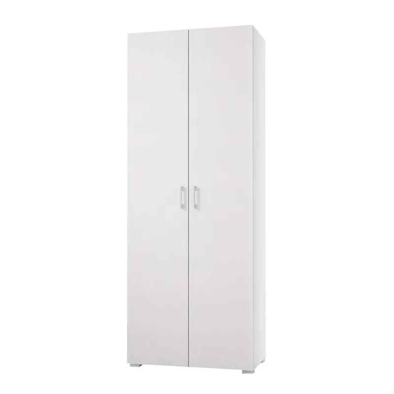 Armadio Multiuso Con 2 Ante 1 Cassetto E 6 Ripiani Interni bianco ante bianco