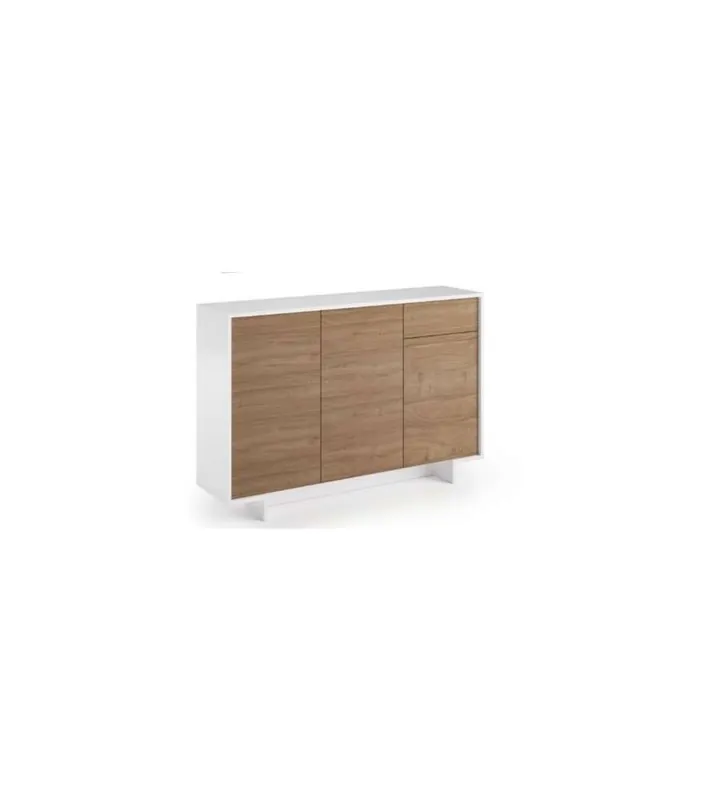 Madia Slim 3 Ante, 1 Cassetto, 3 Ripiani Interni, Bianco Noce