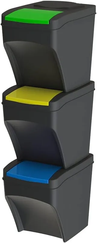 Pattumiera Stack 25l fusto nero con coperchio assortito