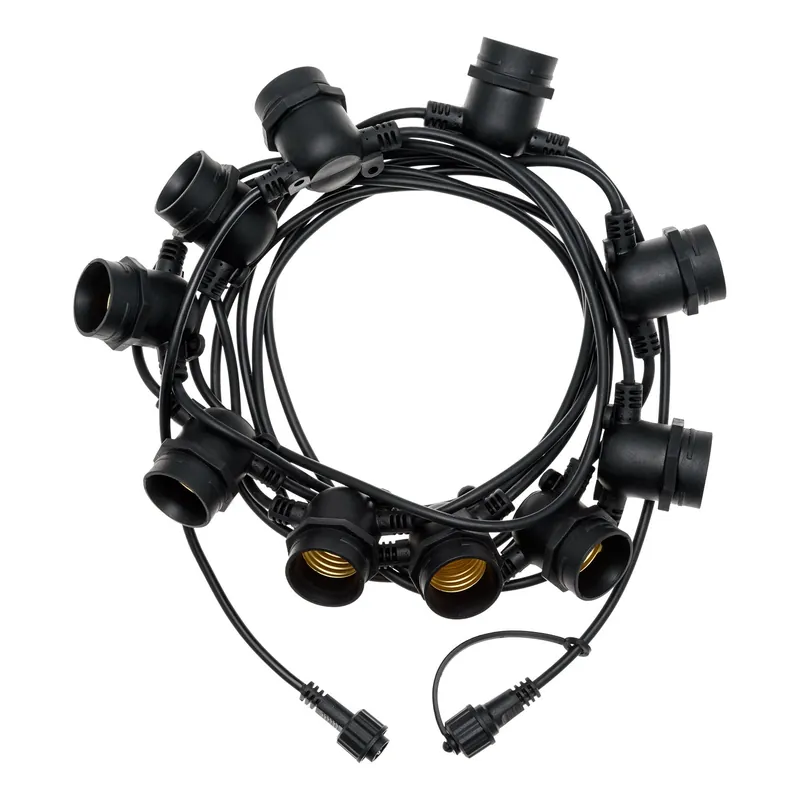 Catena luminosa 5m con 10 portalampada E27 – Cavo nero