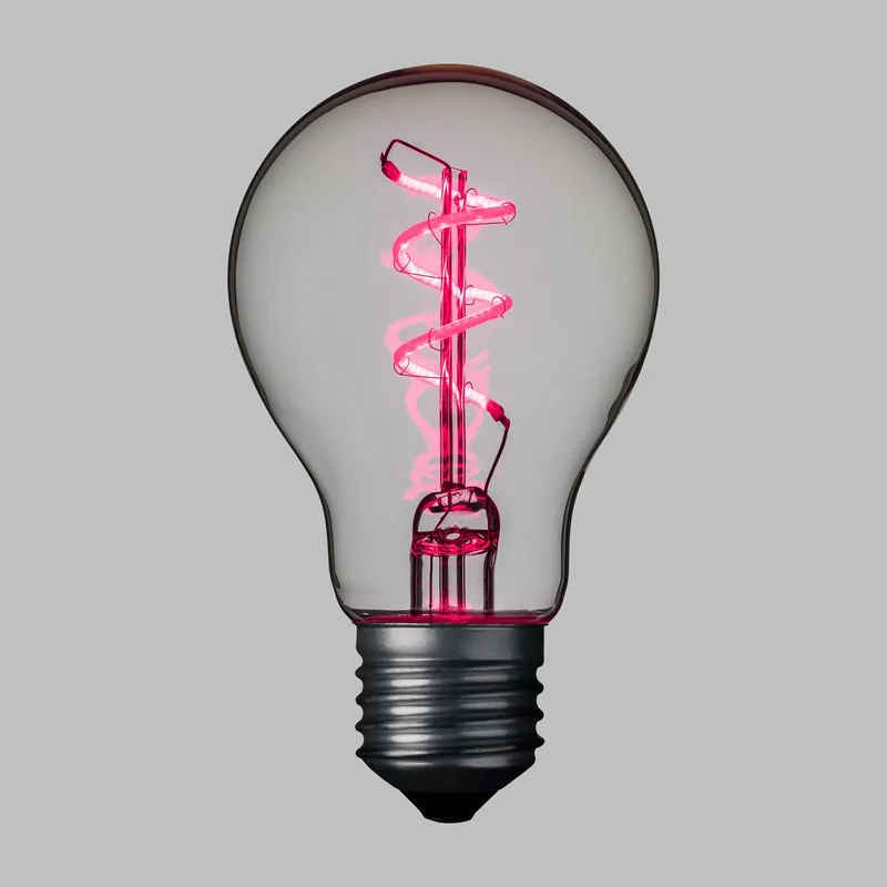 Lampada E27 36V goccia spiral 60mm Rosa