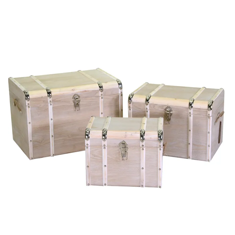 Baule in legno 1-3 sbiancato rettangolare