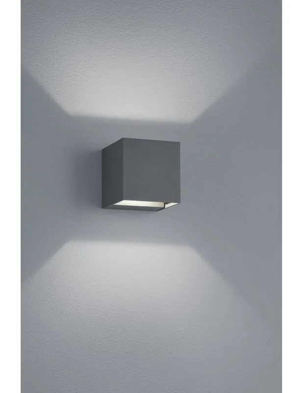 Applique Cubo Antracite Doppia Luce Led Adaja IP54 Trio Lighting