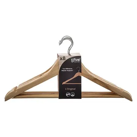 Set di 8 grucce in legno 44,5x1,2x23 cm