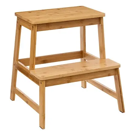 Sgabello 2 gradini in bambù 43x43x46,8 cm