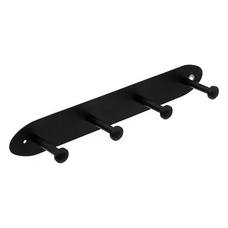 Appendiabiti 4 ganci metallo nero 35x6,5x5 cm