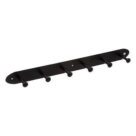 Appendiabiti 6 ganci metallo nero 55x6,5x5 cm