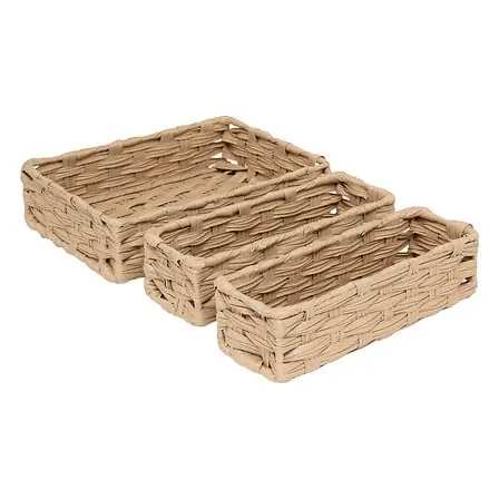 Cesti bassi beige 27x20x7 cm, set di 3