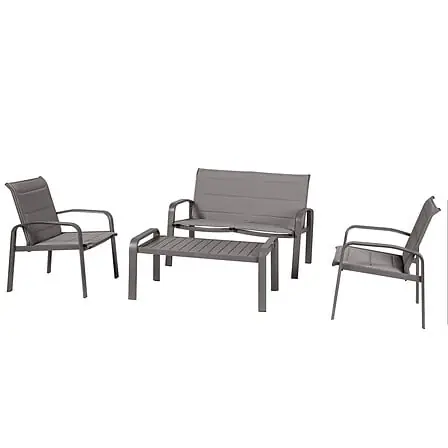 Salotto Elyn 4 posti alluminio nocciola 64x31x116 cm