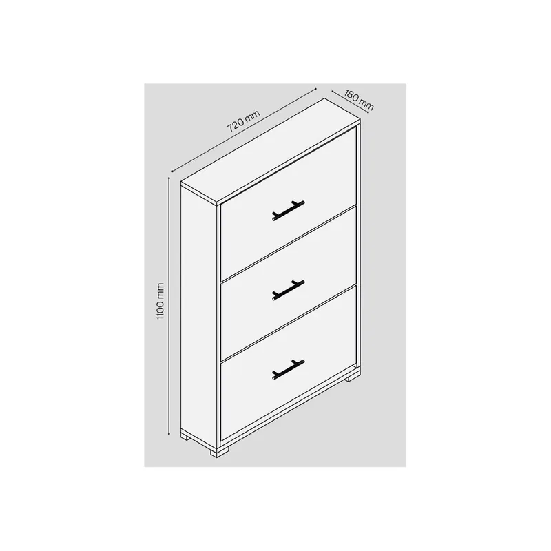 SCARPIERA 3 ANTE IN KIT BIANC CALDO MELAMINICO DA 18MM 180X720X1100HMM